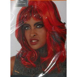 Halloween Costume Adult Red Black Witch Wig Theater Witches Gothic Redhead Bangs